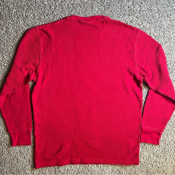 Polo Ralph Lauren Thermal sleepwear shirt Large red cotton mens waffle knit - Picture 5 of 7